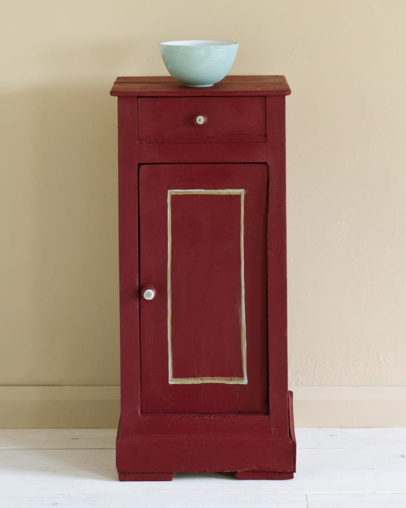 Side table painted with Burgundy Annie Sloan Chalk Paint.
