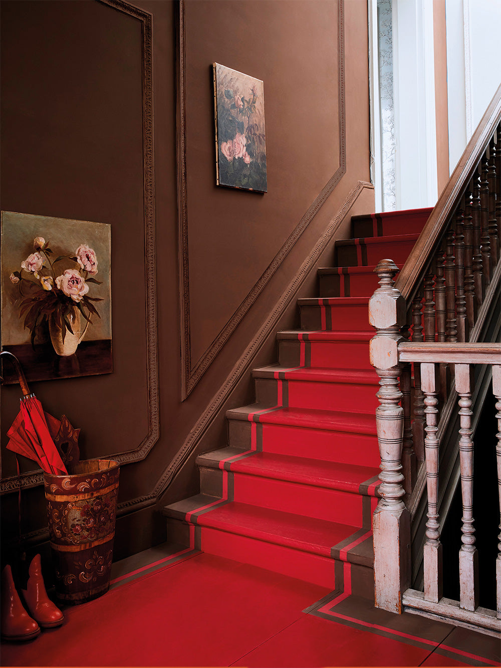 Stairs painted with Emperor's Silk Annie Sloan Chalk Paint