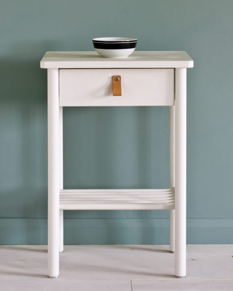 Side table painted with Old White Annie Sloan Chalk Paint.