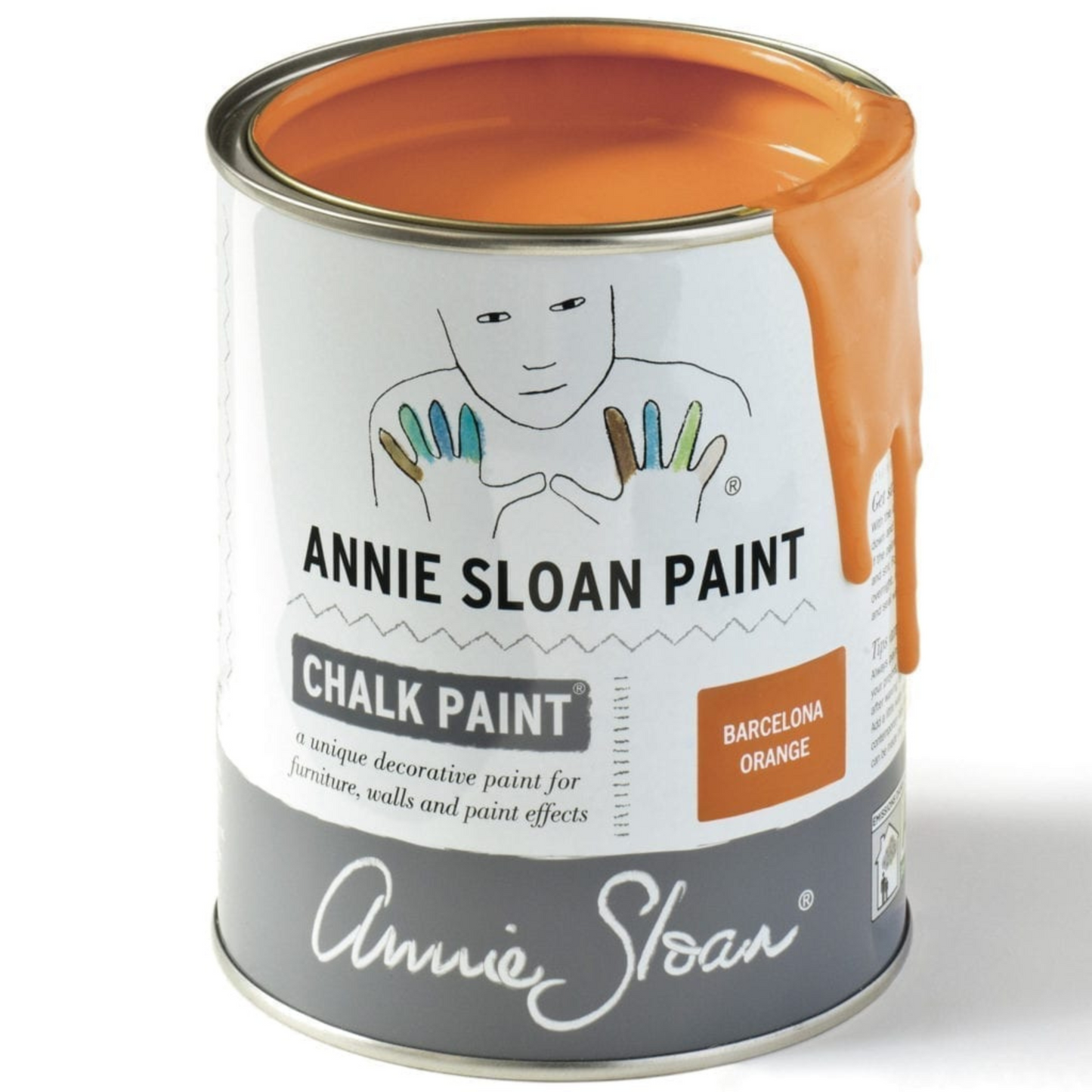 Can of Barcelona Orange Annie Sloan chalk paint.