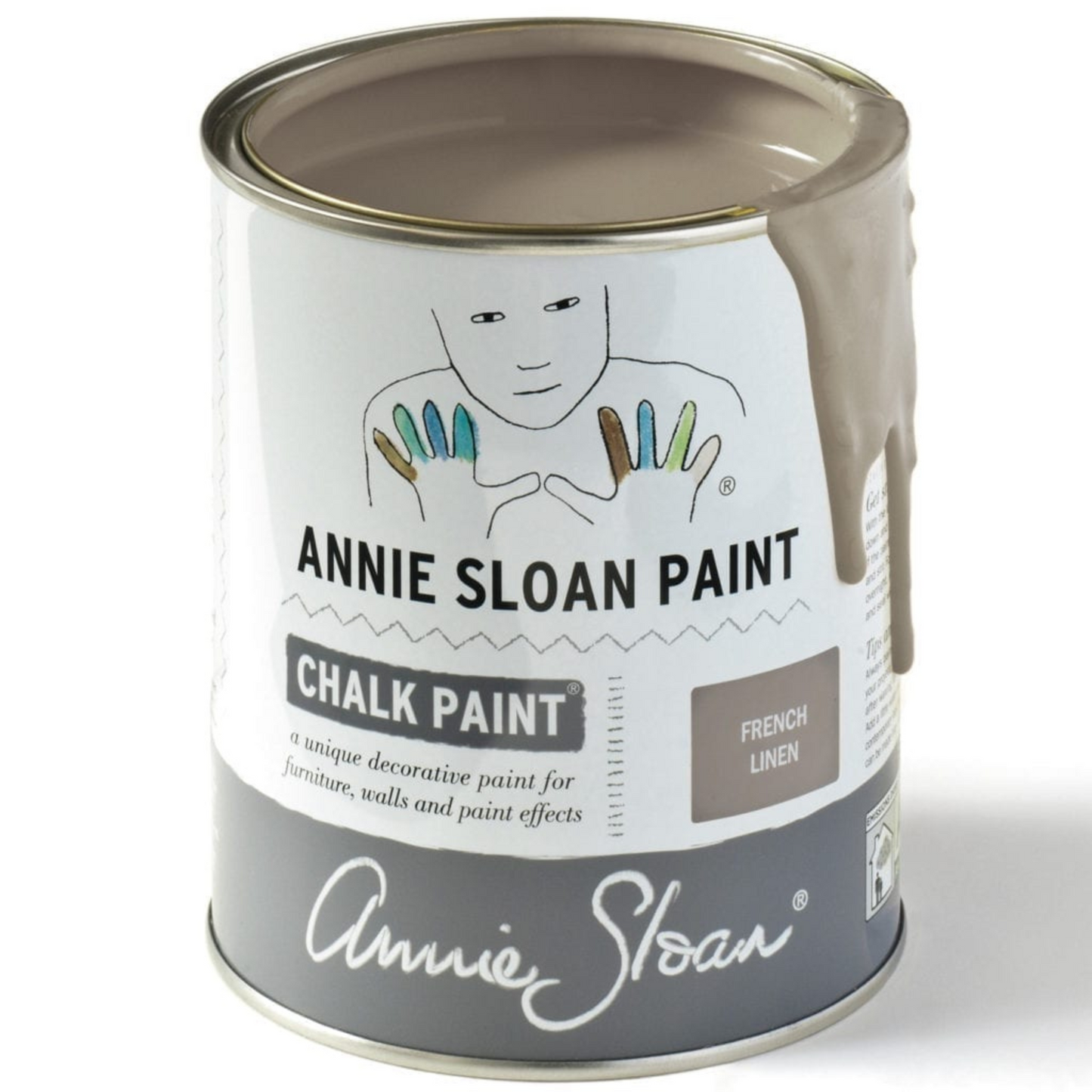Can of French Linen Annie Sloan Chalk Paint.